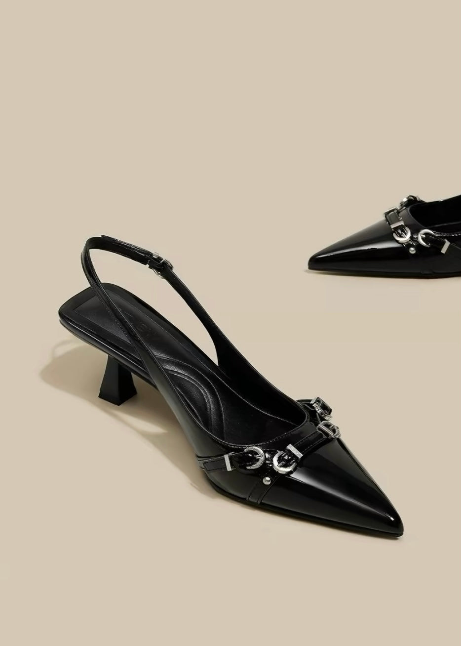 Lune Buckle Heels