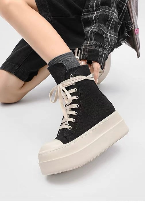 Noir Lace Platform High-Cut Sneakers