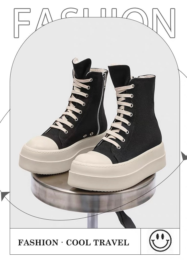 Noir Lace Platform High-Cut Sneakers