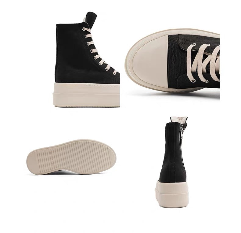 Noir Lace Platform High-Cut Sneakers