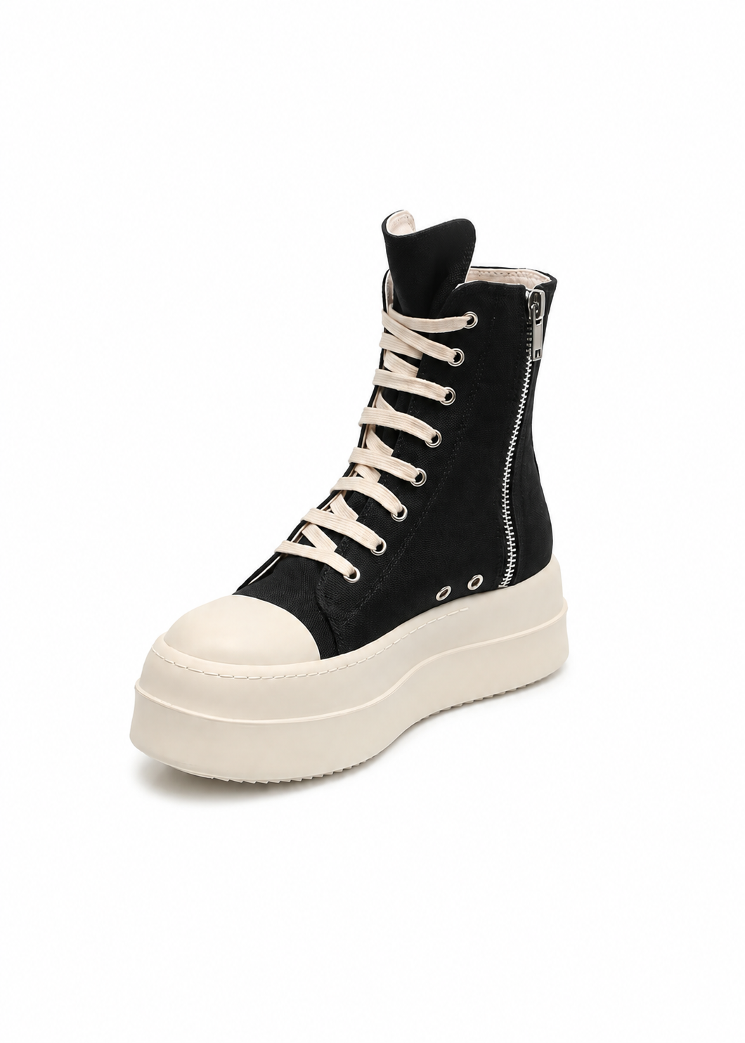 Noir Lace Platform High-Cut Sneakers