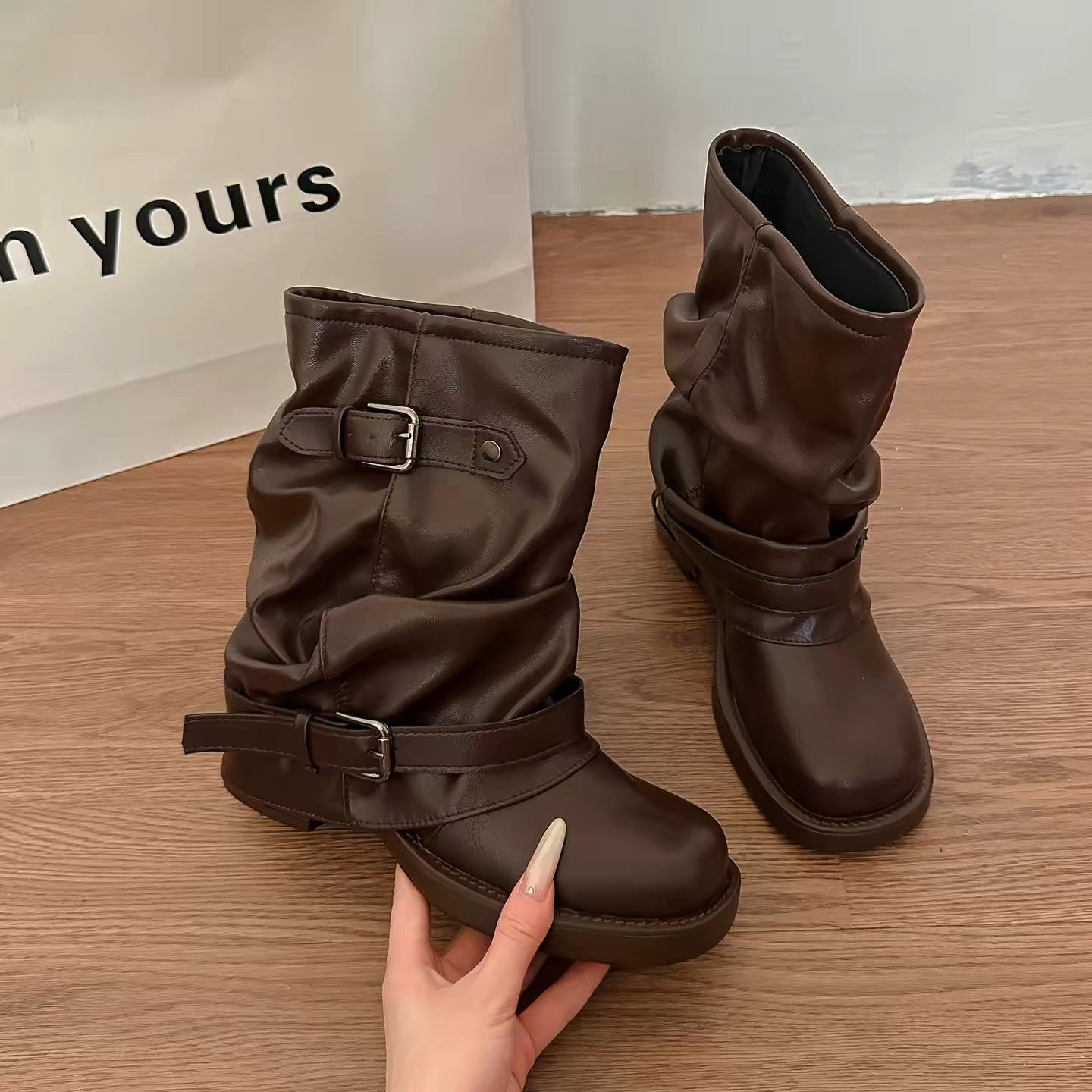 Slouch Buckle Boots