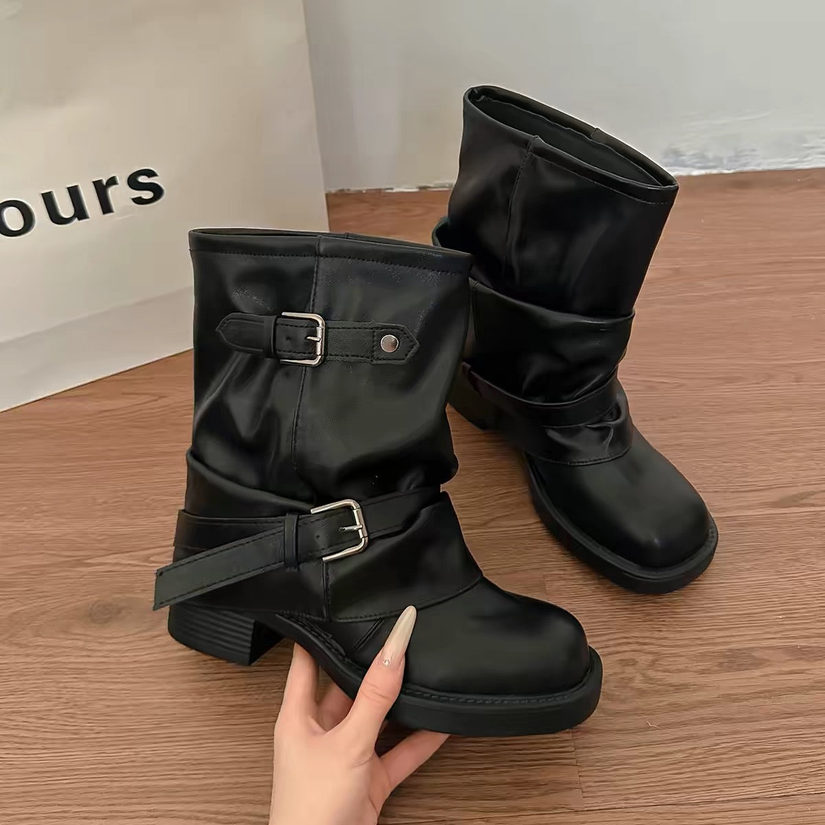 Slouch Buckle Boots