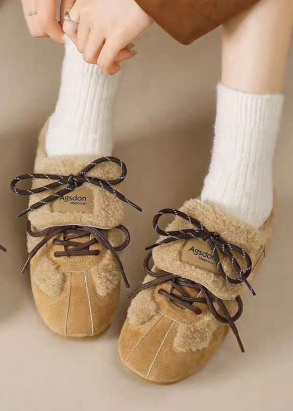 Miel Fur Ribbon Sneakers