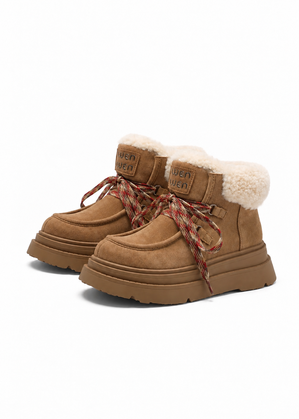 Mellow Fur Lace Platform Boots