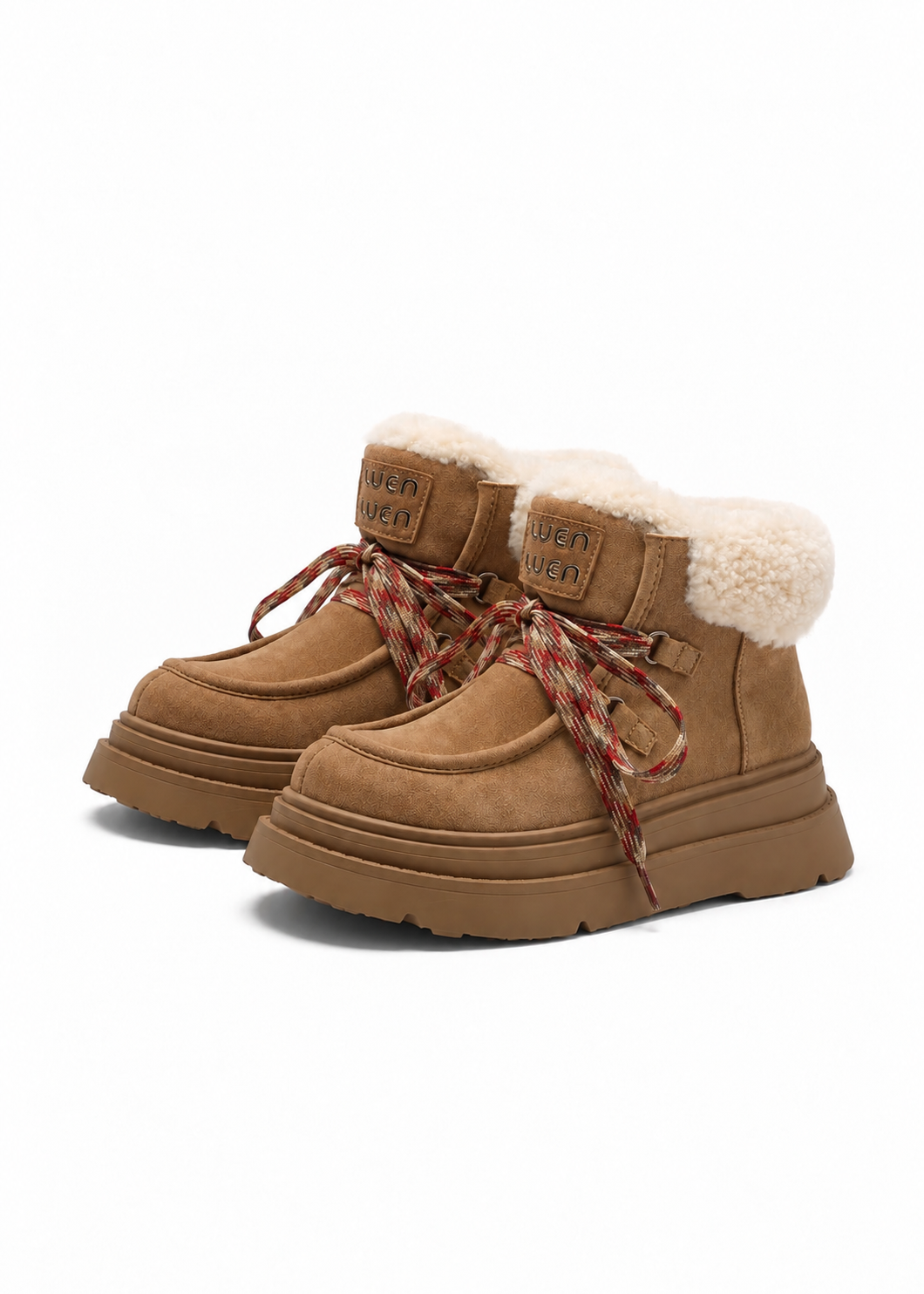 Mellow Fur Lace Platform Boots