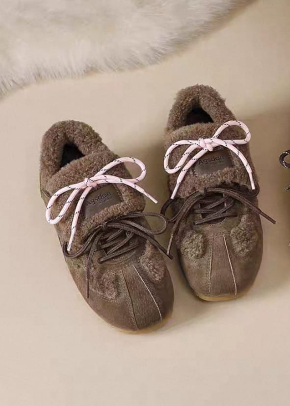 Miel Fur Ribbon Sneakers