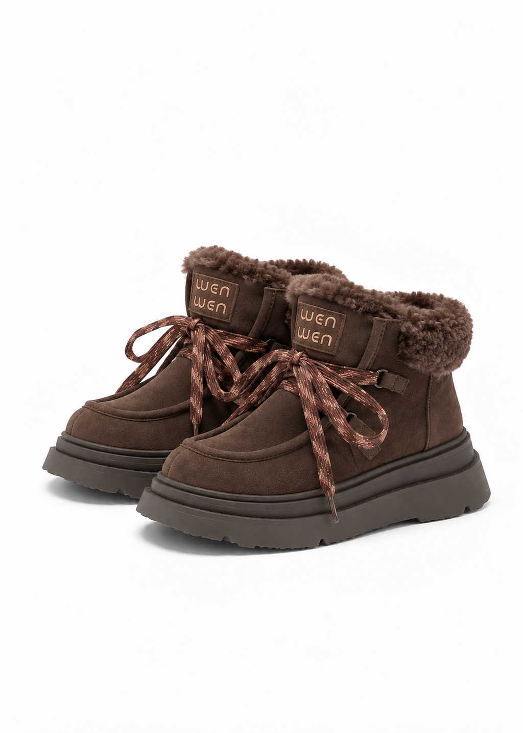 Mellow Fur Lace Platform Boots