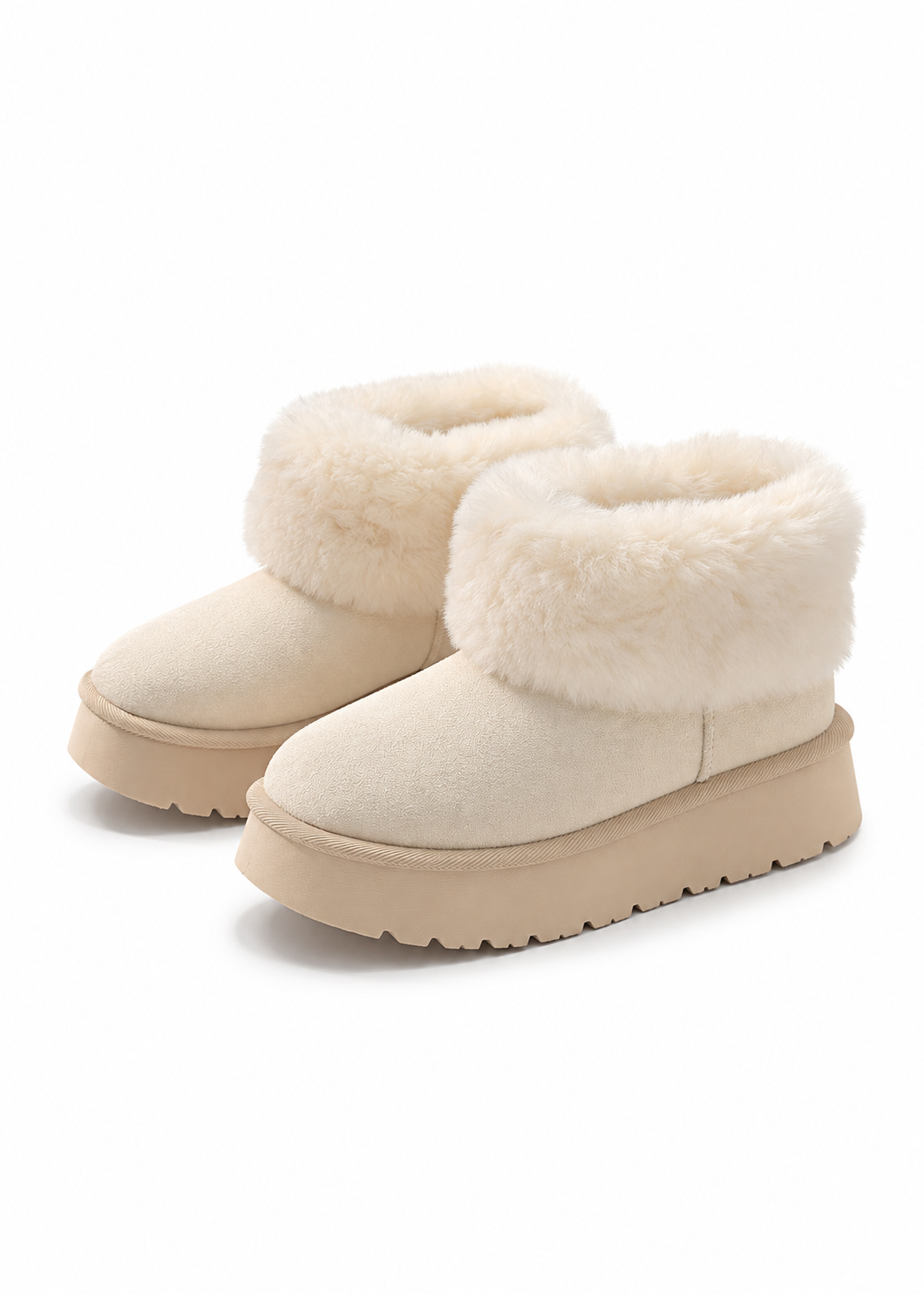 Fluffy platform boots