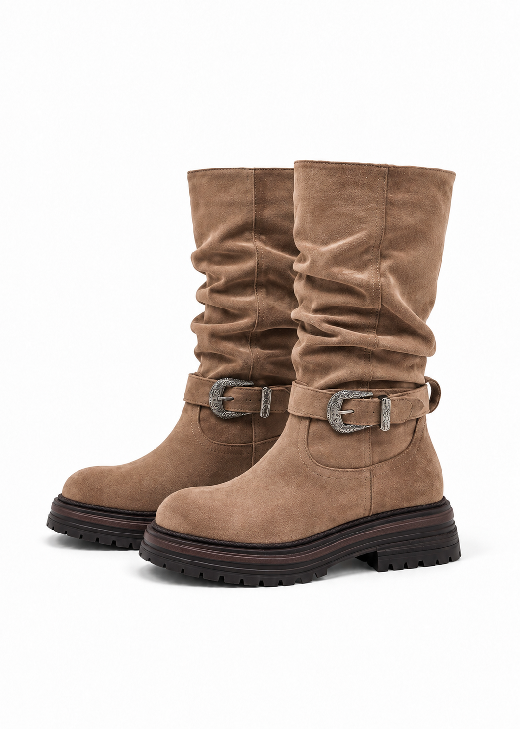 Velnia Buckle Slouch Boots