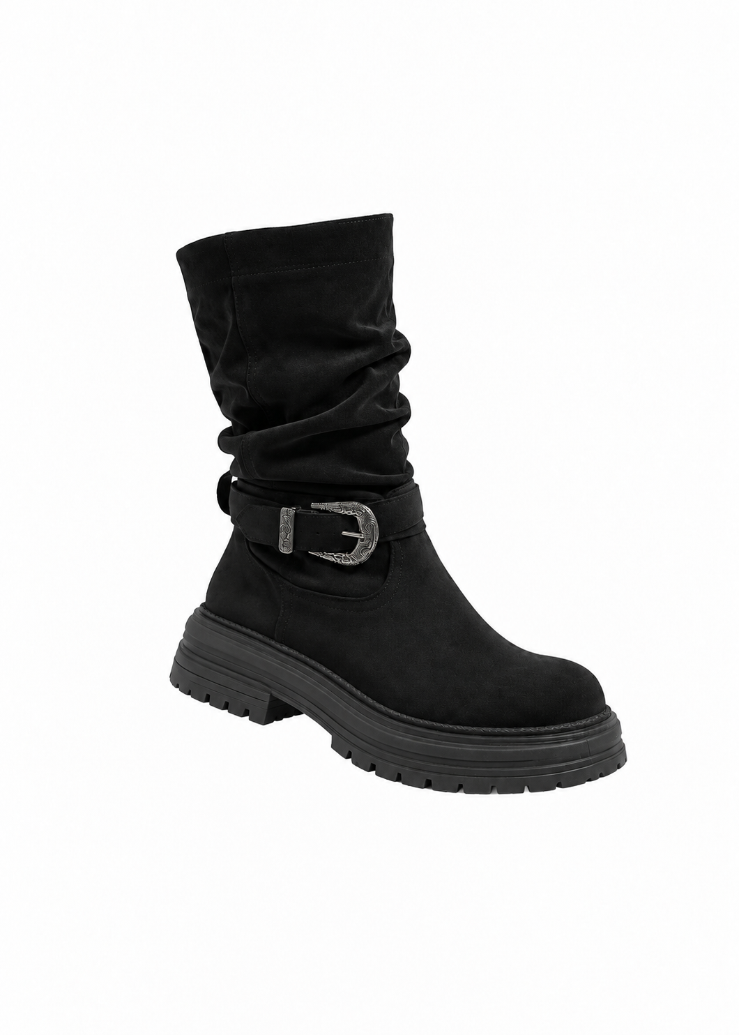 Velnia Buckle Slouch Boots
