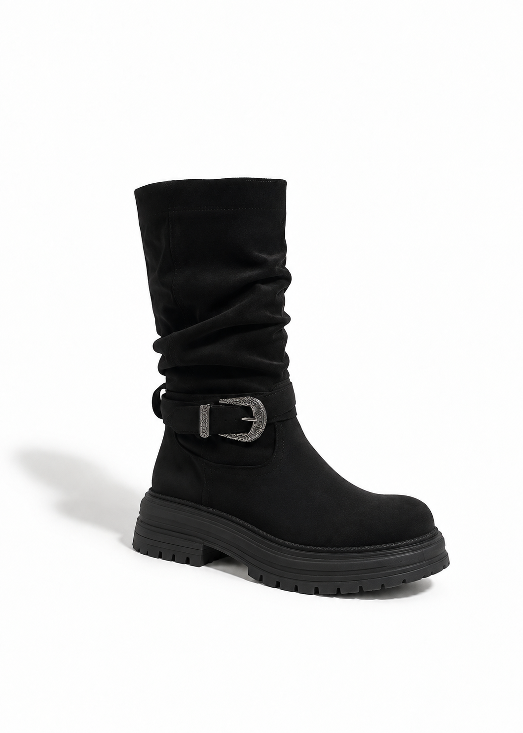 Velnia Buckle Slouch Boots