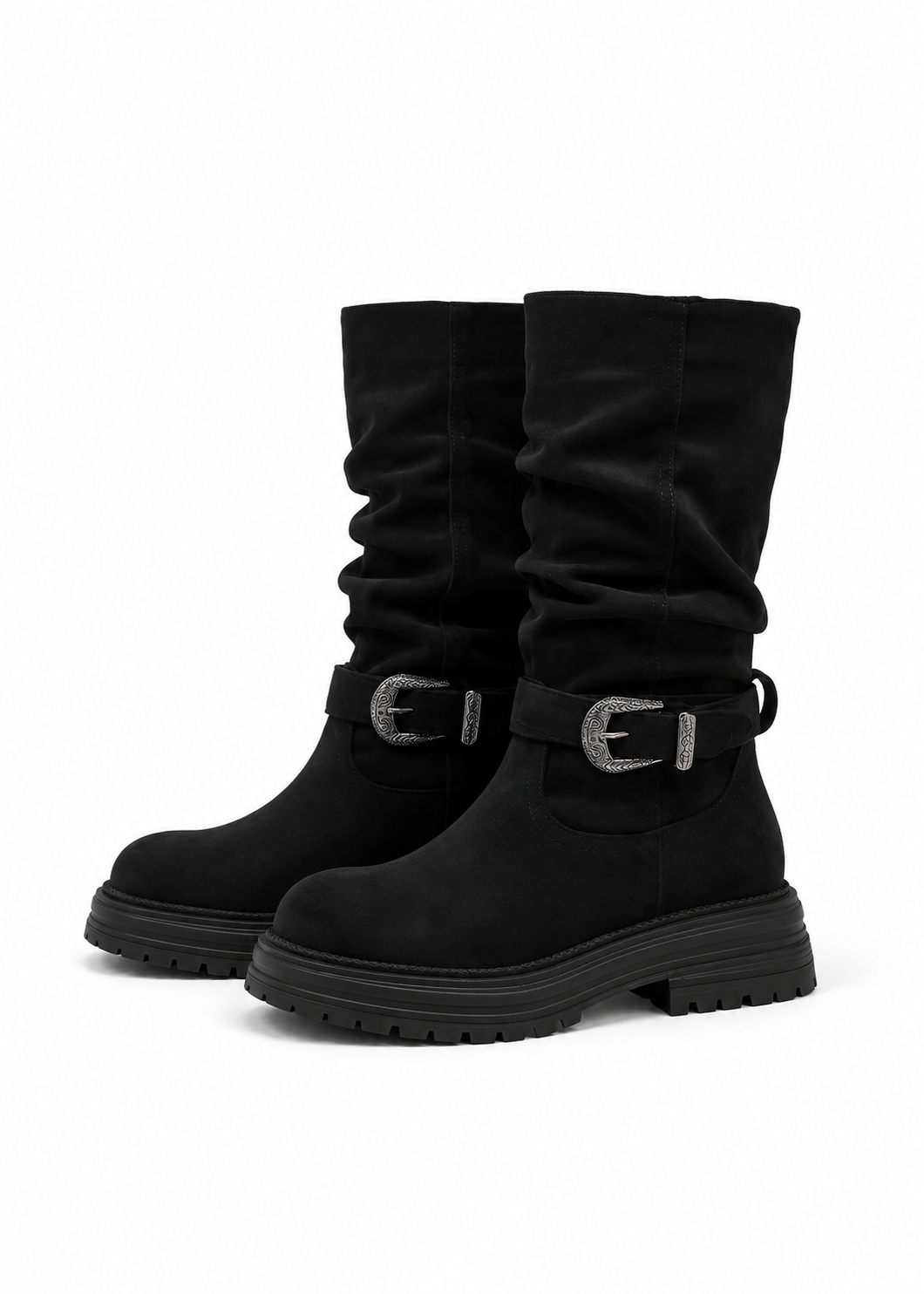 Velnia Buckle Slouch Boots